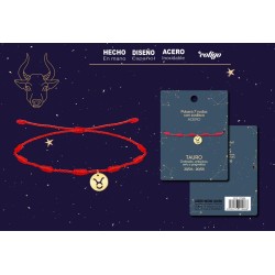 Pulsera 7 Nudos Colgante Tauro Dorado - Coleccion Constelaciones Zodiaco